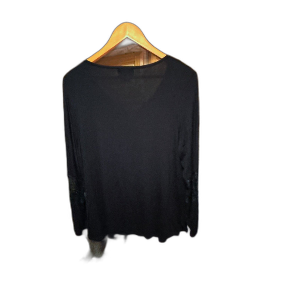 Liz Claiborne Black Lace Sleeve Blouse Women's Large NWT - Picture 2 of 7